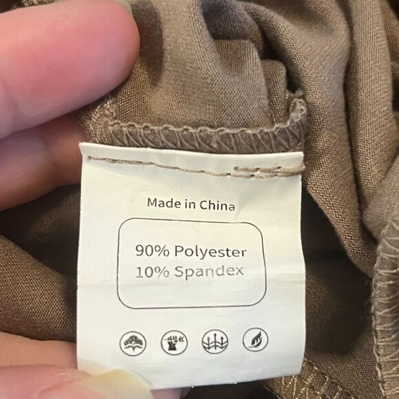 UEU Pants Stretch Cuffed Brown Size Small Hammer Flouncy Athleisure Cuffed Legs - Picture 6 of 6